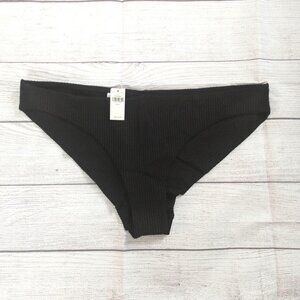 NWT Aerie black bikini swim bottoms XL waffle texture